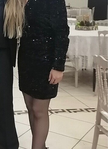 m Beden Payetli Kısa elbise