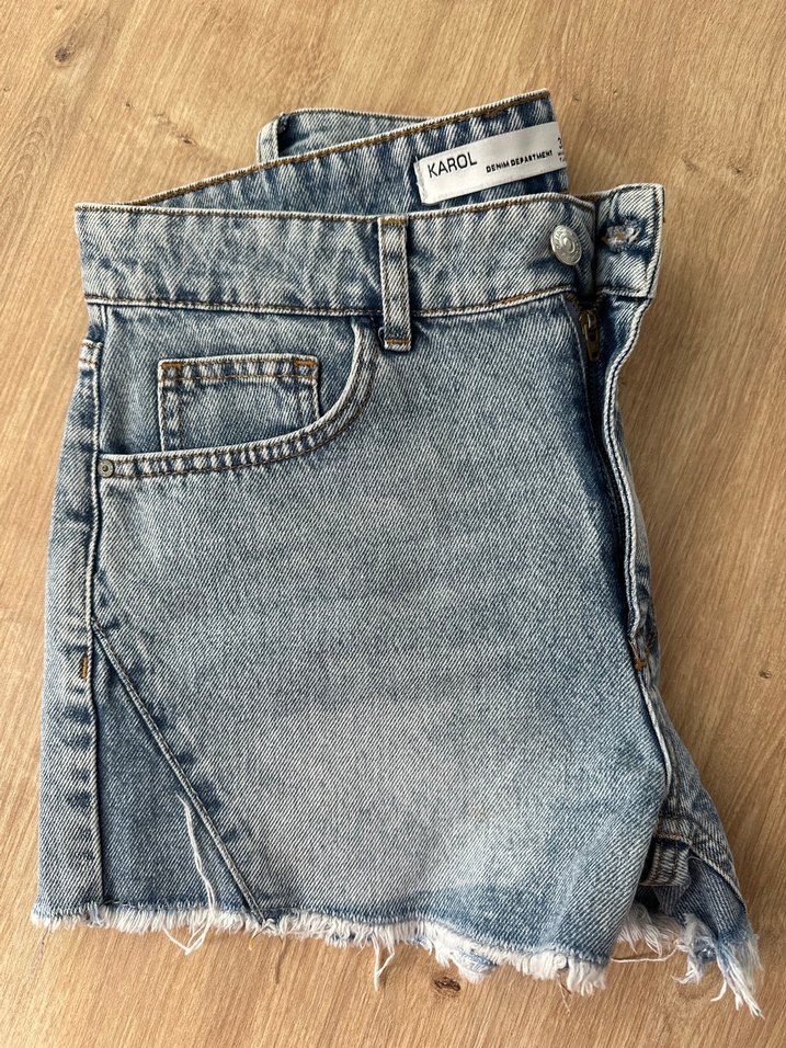 Gri Mini Denim Şort - Görsel 4
