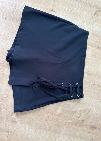 Bordo Kemerli Gevşek Mini Etek - Görsel 4