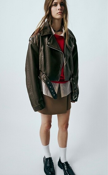Zara Zara Oversize Deri Ceket