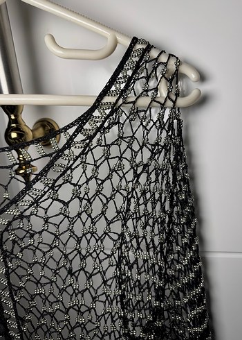 Gri Boncuk Örgü Kadın Hırka - Görsel 3