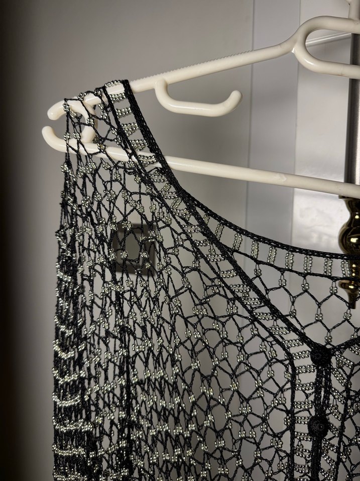 Gri Boncuk Örgü Kadın Hırka - Görsel 5