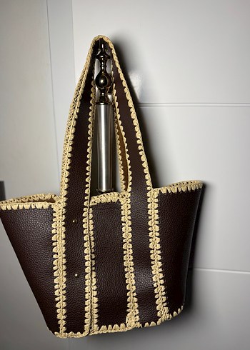 Kahverengi Deri Nakışlı Kadın Çanta - Görsel 3