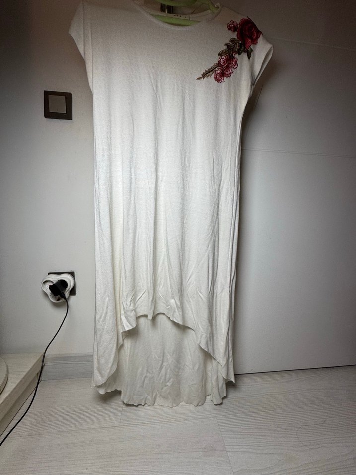 Nakışlı Beyaz Bohem Hamile Tunik - Görsel 4