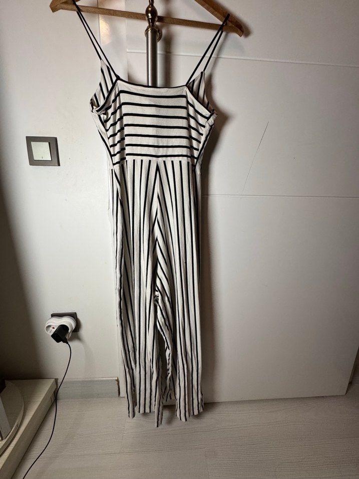 Çizgili, Askılı, Pilili Uzun Tulum - Görsel 3