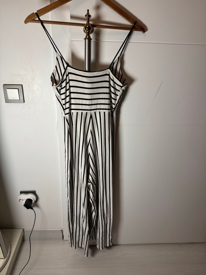 Çizgili, Askılı, Pilili Uzun Tulum - Görsel 2