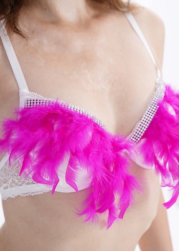 Pembe Tüylü Avant-Garde Sütyen Takım - Görsel 2