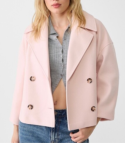 xs Beden pembe Renk stradivarius ceket mont