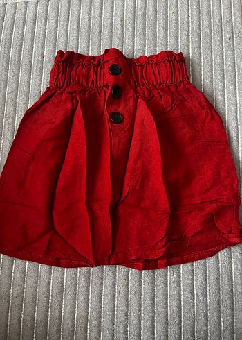 Düğmeli Kiremit rengi Mini Etek