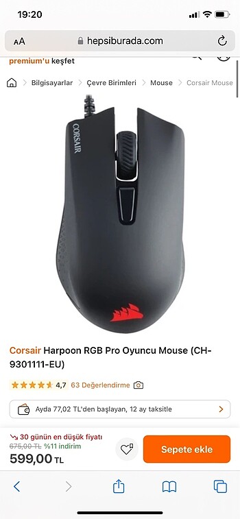 Corsair Harpon rgb mouse