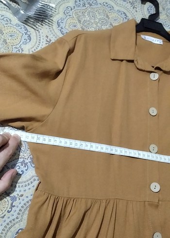m Beden turuncu Renk Kadın Uzun Keten Elbise