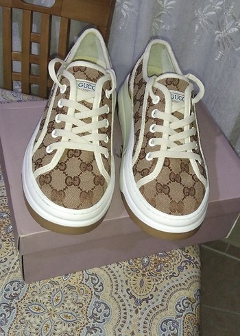 37 Beden kahverengi Renk Kahverengi Platform Topuklu Bağcıklı Sneaker
