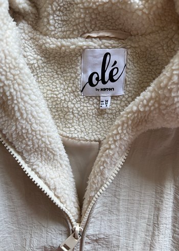 Beyaz Peluş Kadın Midi Ceket oversize - Görsel 2