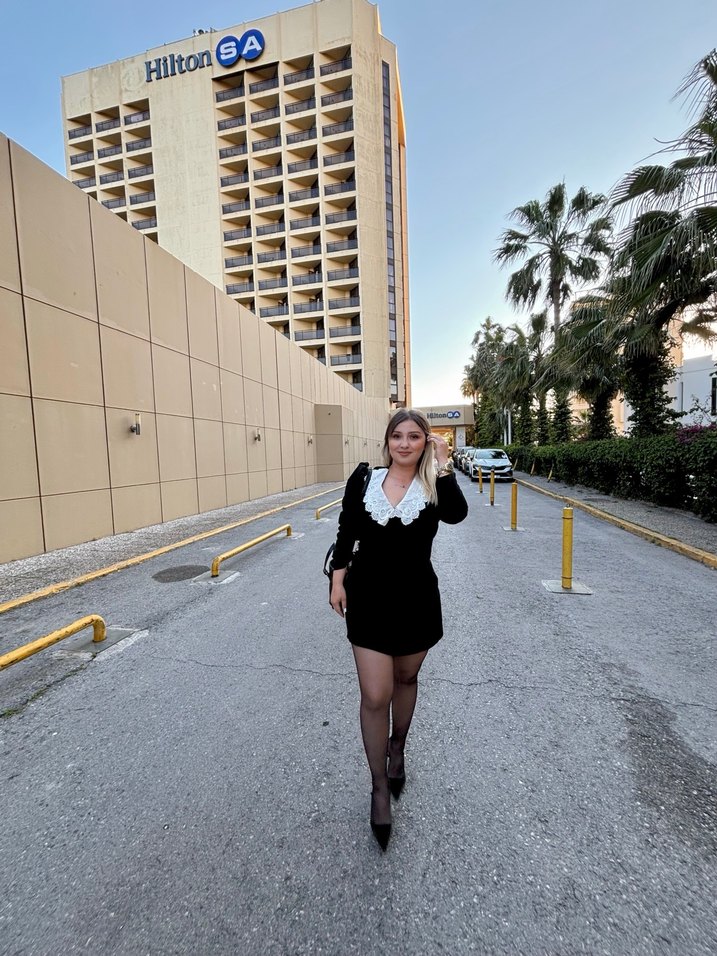 Siyah Mini bebe yaka Ofis Elbisesi - Görsel 2