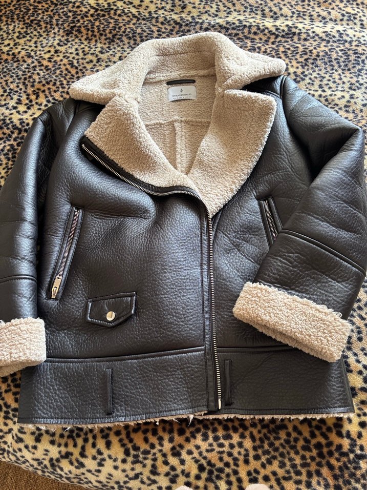 Kürklü Kahverengi Deri Kadın Biker Ceket - Görsel 2