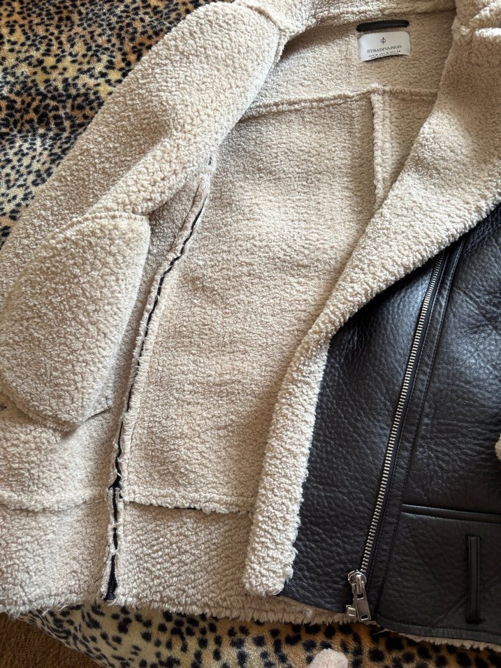 Kürklü Kahverengi Deri Kadın Biker Ceket - Görsel 4