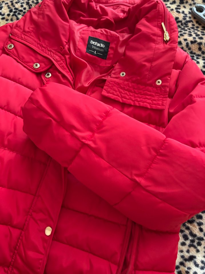 Kırmızı Kadın Kışlık Mont - Görsel 2