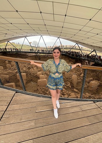 Kadın Mavi Bohem Mini Tulum - Görsel 2