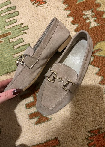 Bej Süet Tokalı Kadın Loafer - Görsel 3