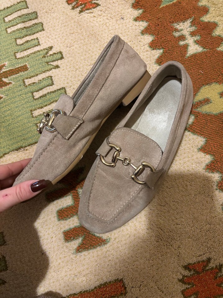 Bej Süet Tokalı Kadın Loafer - Görsel 3