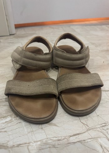 Bej Süet  elle Kadın sandalet - Görsel 2