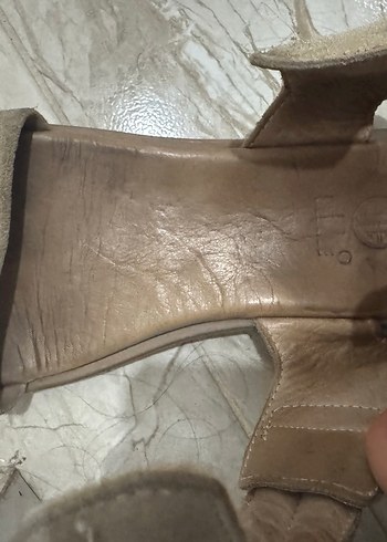 Bej Süet  elle Kadın sandalet - Görsel 4