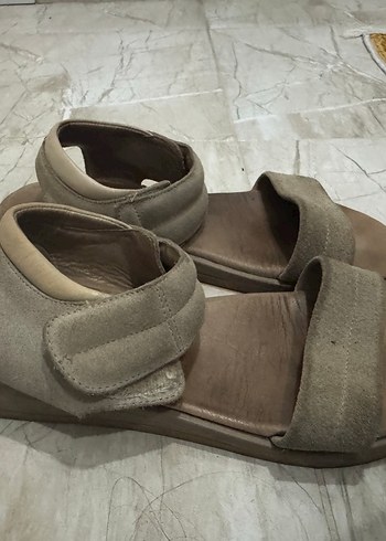 Bej Süet  elle Kadın sandalet - Görsel 3