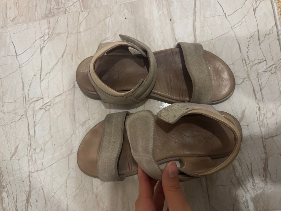 Bej Süet  elle Kadın sandalet - Görsel 5