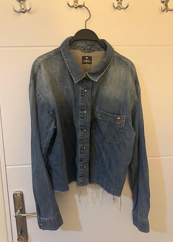 Düğmeli colins kot gömlek / ceket - Görsel 6