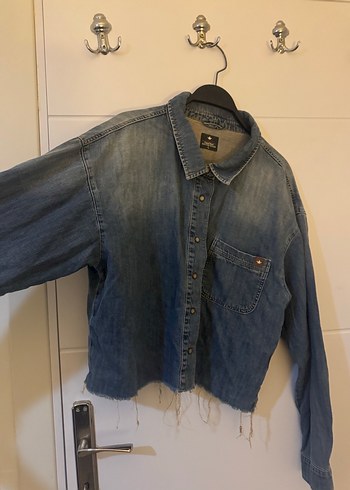 Düğmeli colins kot gömlek / ceket - Görsel 7