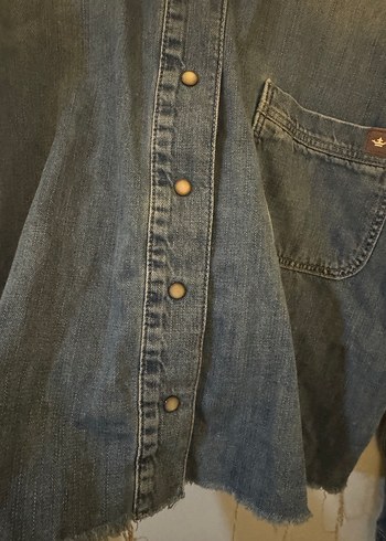 Düğmeli colins kot gömlek / ceket - Görsel 10