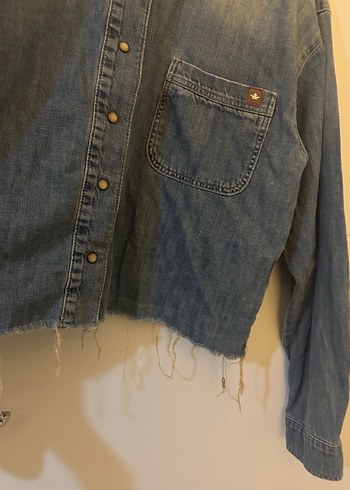 Düğmeli colins kot gömlek / ceket - Görsel 9