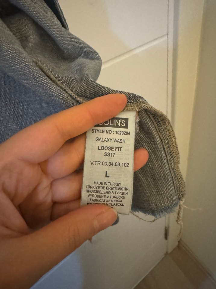 Düğmeli colins kot gömlek / ceket - Görsel 3