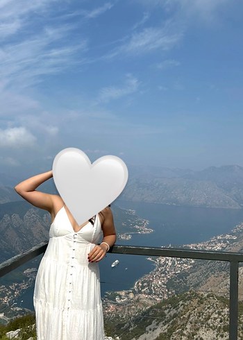 m Beden beyaz Renk Dantel Şeritli Beyaz Askılı Uzun Elbise