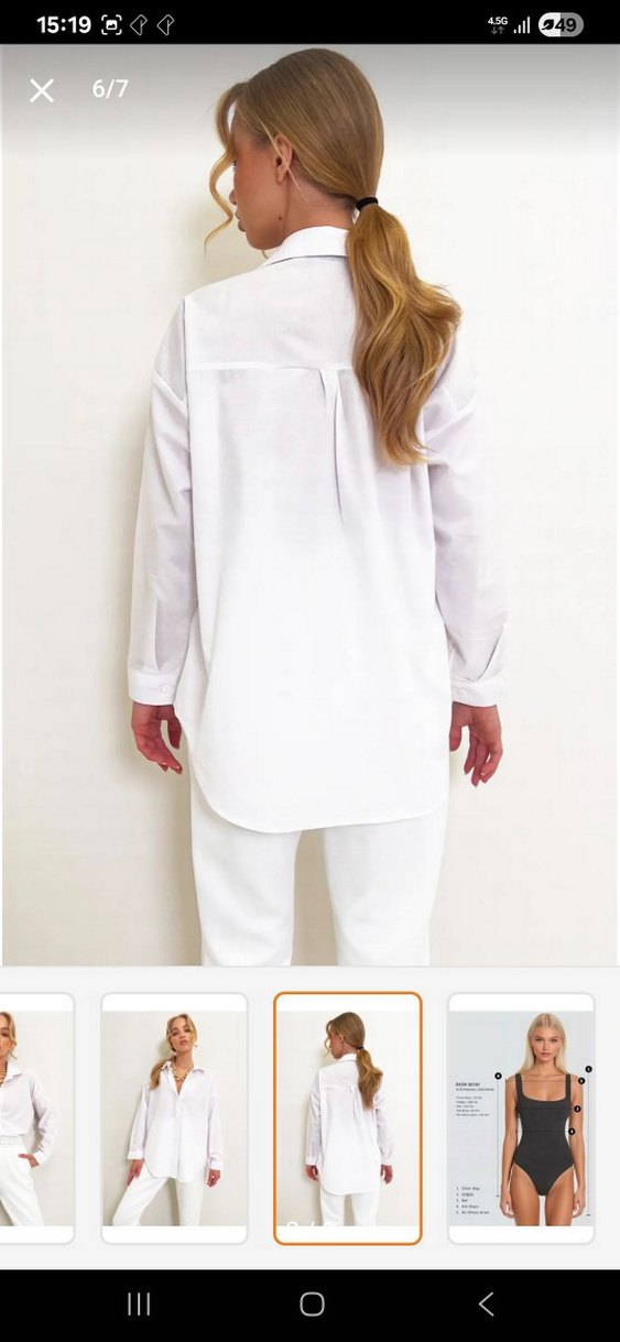 Düğmeli V Yaka Beyaz Kadın Gömlek - Görsel 4