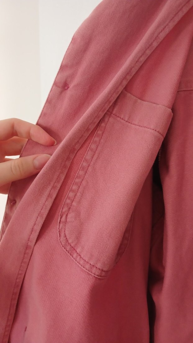 Pembe Düğmeli Kot Kadın Ceket - Görsel 5