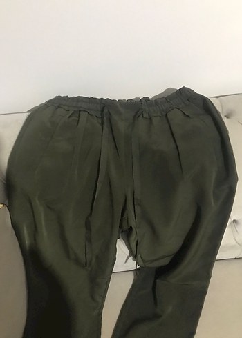 Kadın Haki Kuşaklı Kumaş Pantolon - Görsel 3