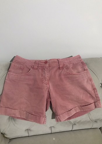 Pembe Mini Kadın Şort Pamuk Kumaş - Görsel 3