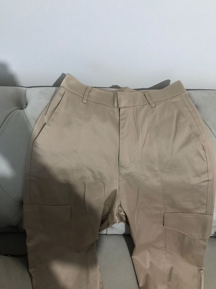 Bej Kadın Kumaş Pantolon Midi Boy - Görsel 4