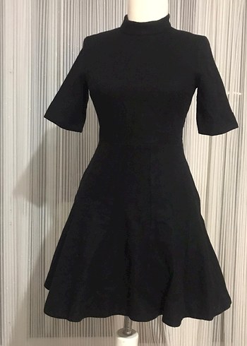 Siyah Midi Klasik Zarif Goth Elbise - Görsel 3