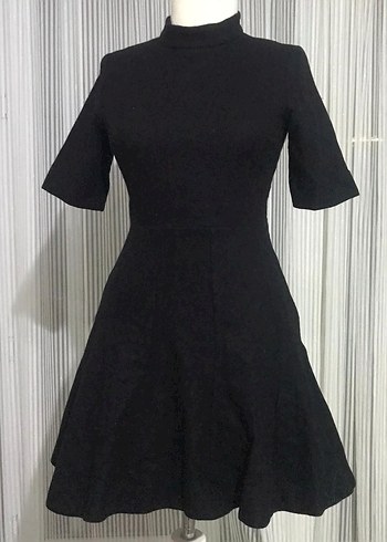 Siyah Midi Klasik Zarif Goth Elbise - Görsel 7