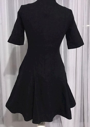 Siyah Midi Klasik Zarif Goth Elbise - Görsel 5