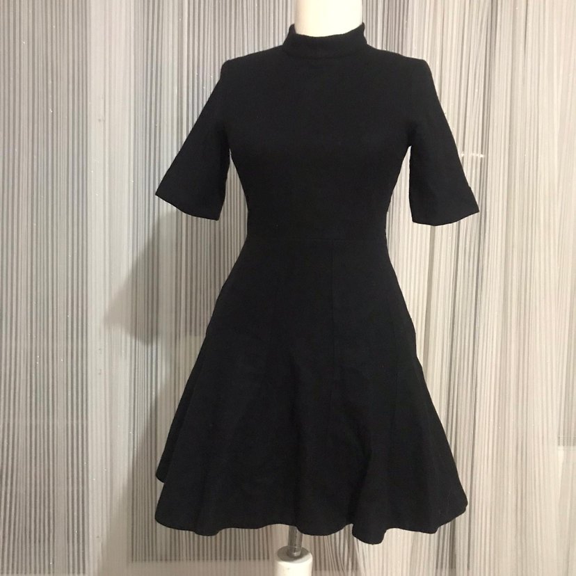 Siyah Midi Klasik Zarif Goth Elbise - Görsel 3