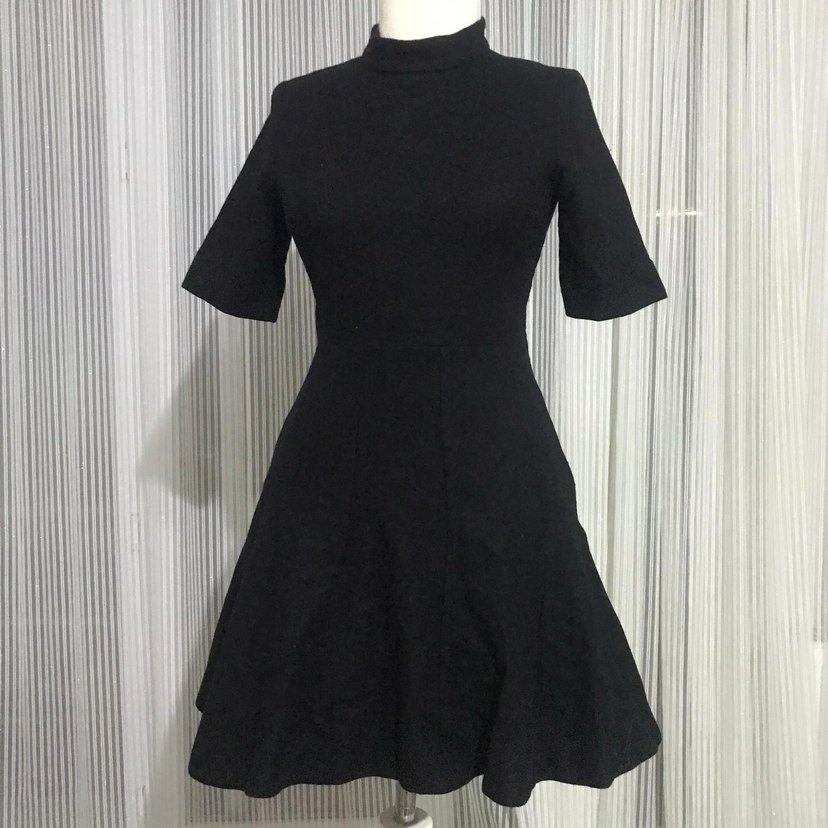 Siyah Midi Klasik Zarif Goth Elbise - Görsel 4