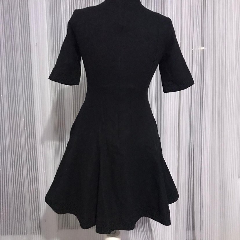 Siyah Midi Klasik Zarif Goth Elbise - Görsel 2