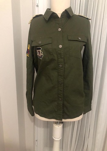 Kadın Haki Kamuflaj Düğmeli Ceket - Görsel 2