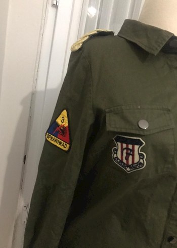 Kadın Haki Kamuflaj Düğmeli Ceket - Görsel 6