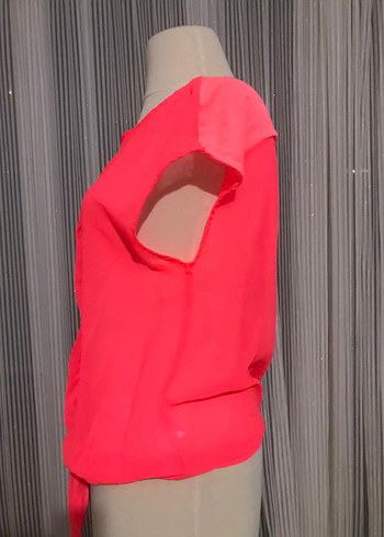 Düğmeli Pembe Kadın Bluz - Görsel 3