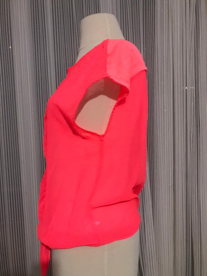 Düğmeli Pembe Kadın Bluz - Görsel 3