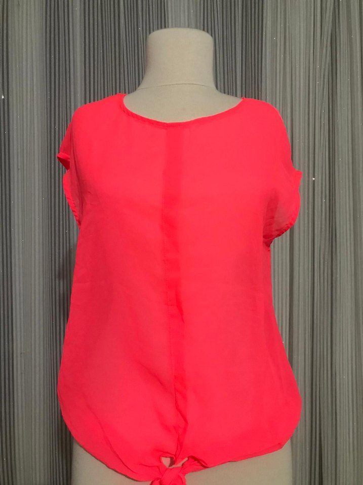 Düğmeli Pembe Kadın Bluz - Görsel 5